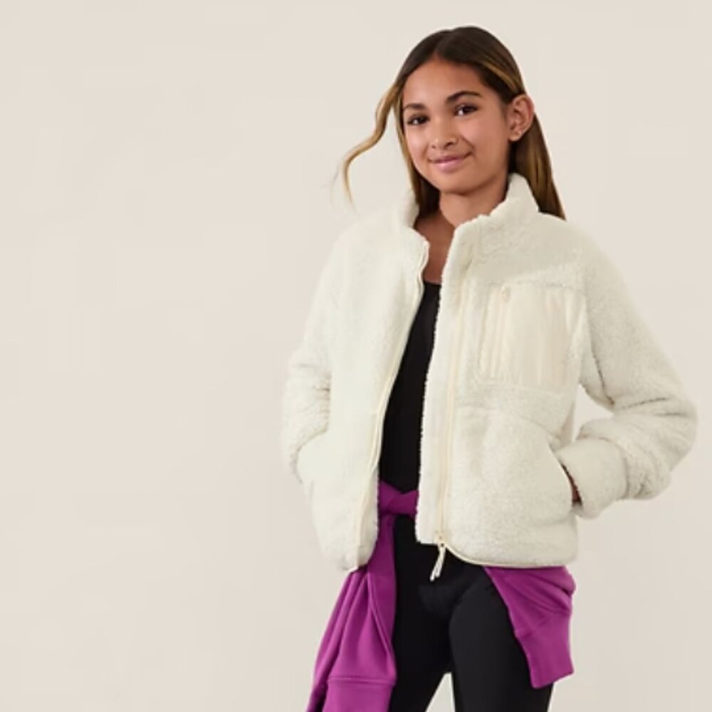Athleta Girl so toasty Jacket in Bone -- Size Medium (8-10)